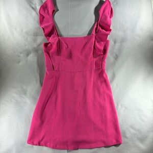 BCBGeneration Peony Pink Ruffle Strap Mini Dress spring party guest formal dance